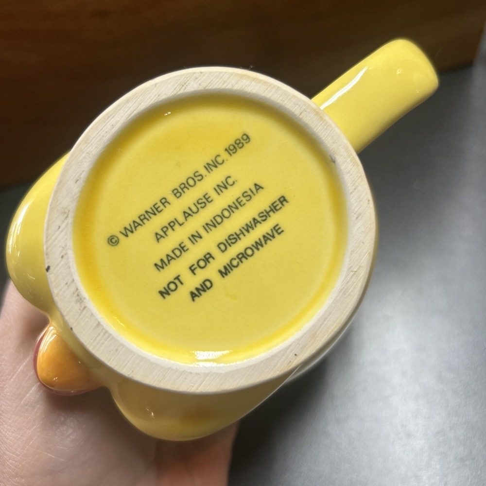 1989 VINTAGE Tweety Bird Ceramic 3D Coffee Mug Looney Tunes Applause - Picture 6 of 6